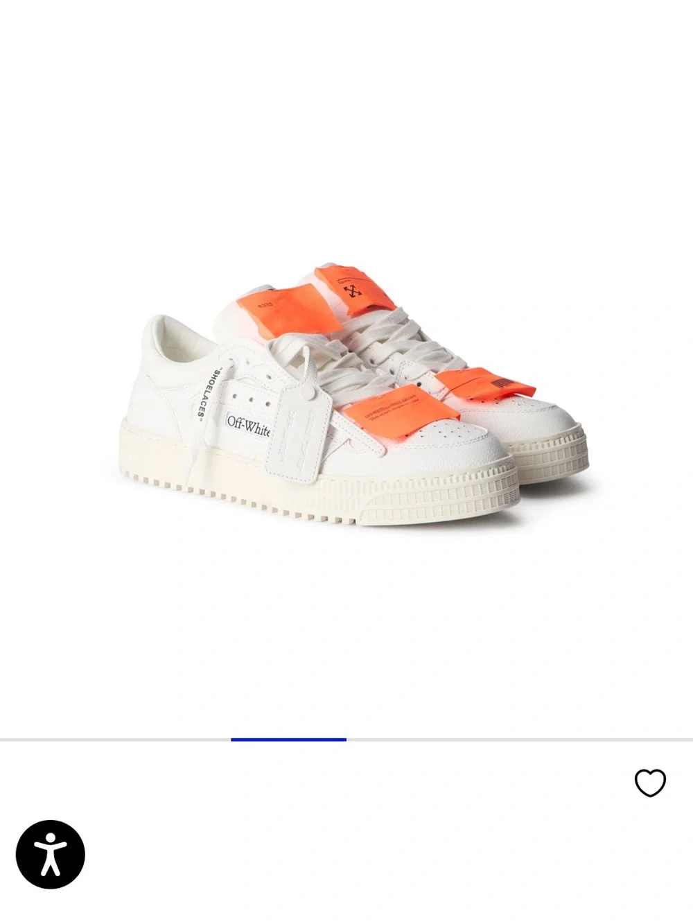 Off-White White MEN Leather Low-Top Sneakers with Orange Tags NEW US11
